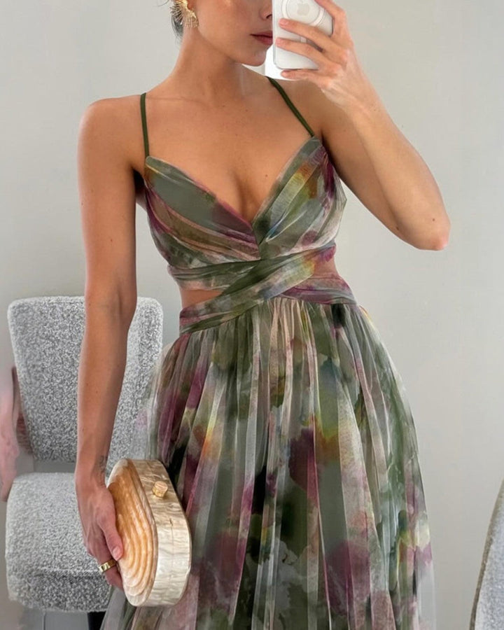 Floral Fitted-Bodice Womens Maxi Dress, Lightweight