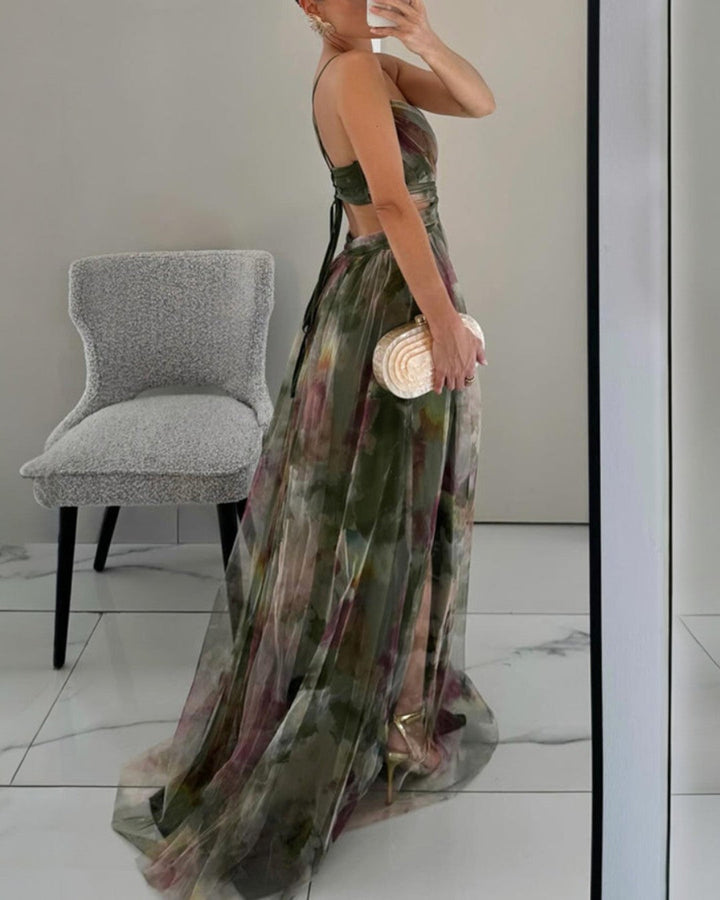 Floral Fitted-Bodice Womens Maxi Dress, Lightweight