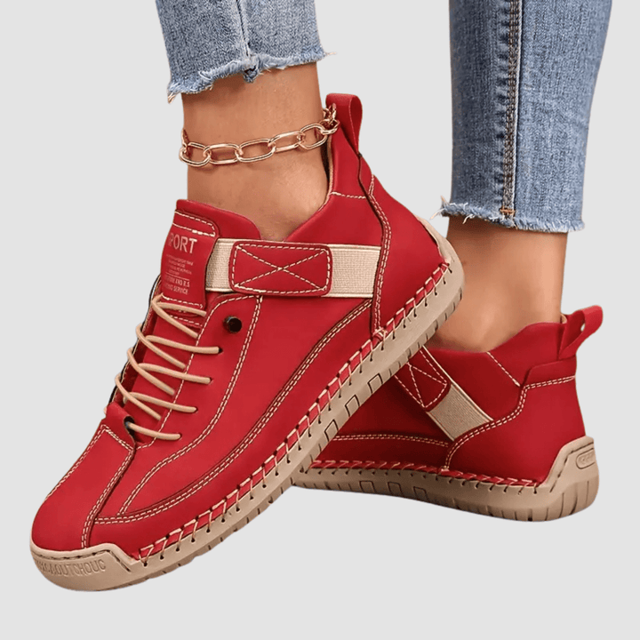 Leather Womens Walking Sneakers, Cushioned Arch Support