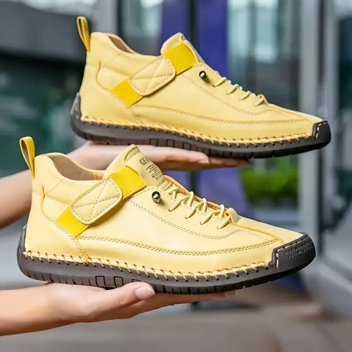 Leather Womens Walking Sneakers, Cushioned Arch Support
