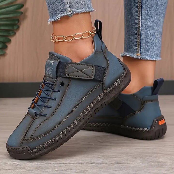 Leather Womens Walking Sneakers, Cushioned Arch Support