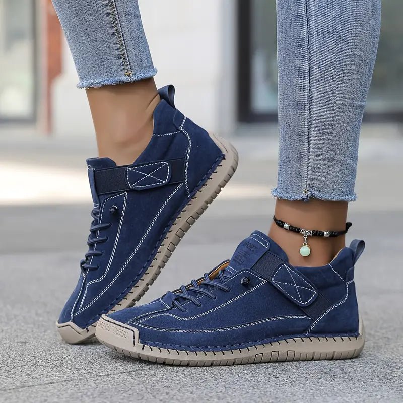 Leather Womens Walking Sneakers, Cushioned Arch Support