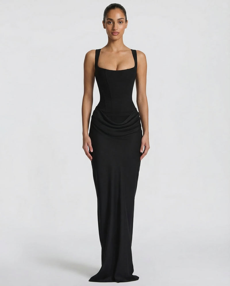 Corset-Bodice Draped Womens Maxi Dress, Formal Mermaid