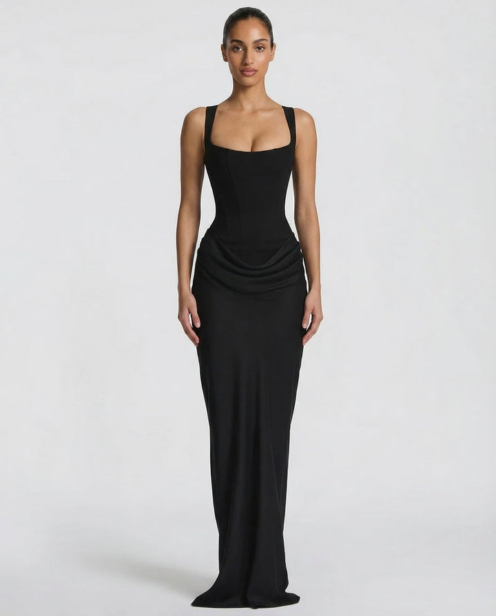 Corset-Bodice Draped Womens Maxi Dress, Formal Mermaid