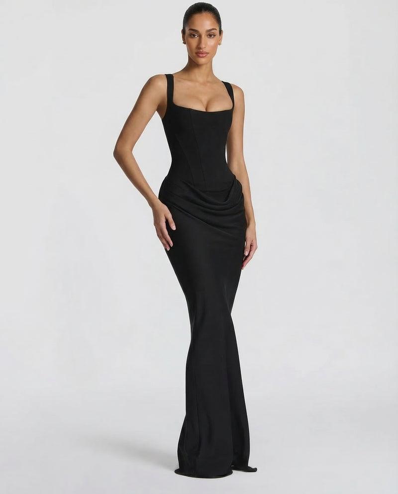 Corset-Bodice Draped Womens Maxi Dress, Formal Mermaid
