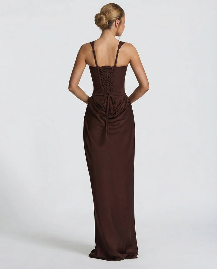 Corset-Bodice Draped Womens Maxi Dress, Formal Mermaid