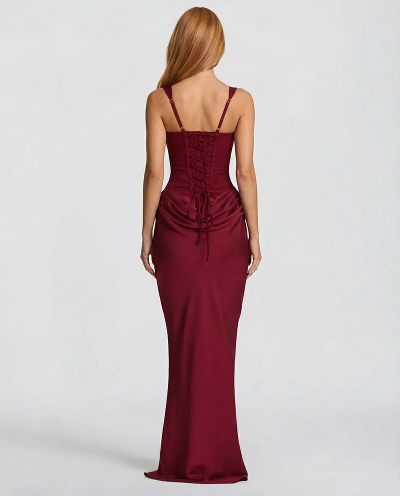 Corset-Bodice Draped Womens Maxi Dress, Formal Mermaid