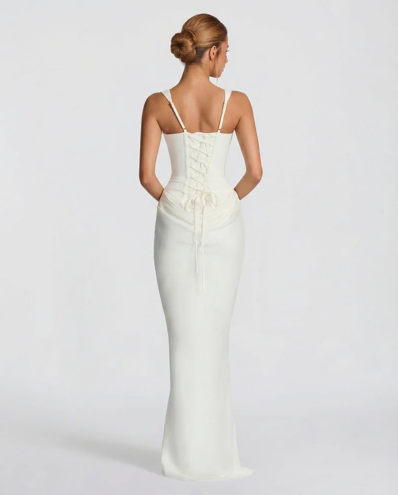 Corset-Bodice Draped Womens Maxi Dress, Formal Mermaid