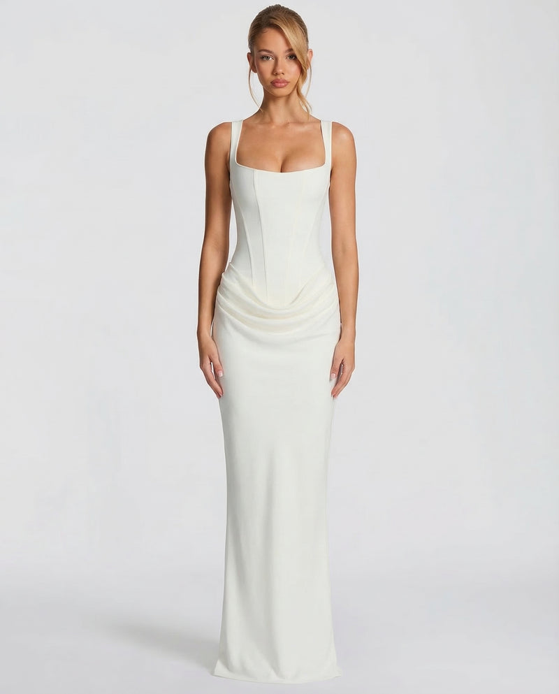 Corset-Bodice Draped Womens Maxi Dress, Formal Mermaid