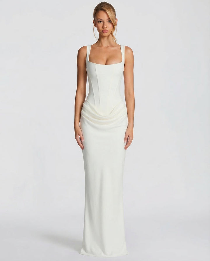 Corset-Bodice Draped Womens Maxi Dress, Formal Mermaid