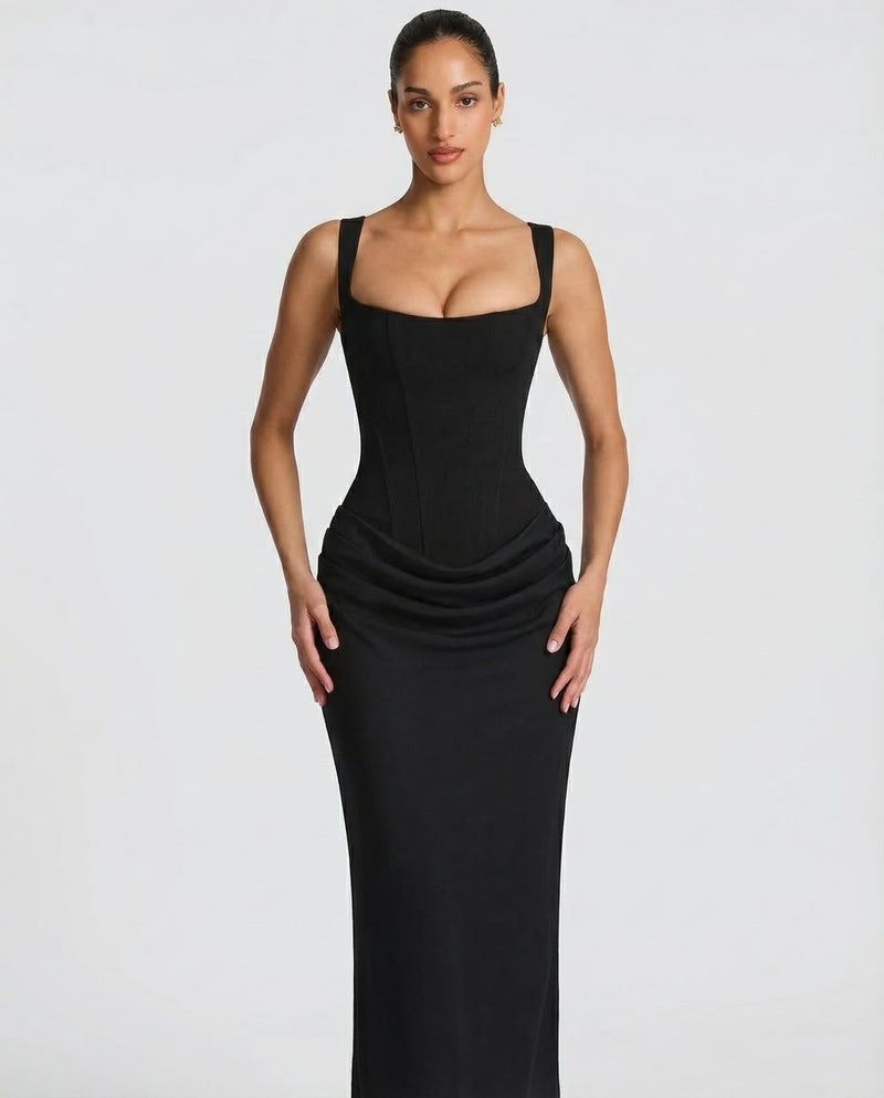 Corset-Bodice Draped Womens Maxi Dress, Formal Mermaid