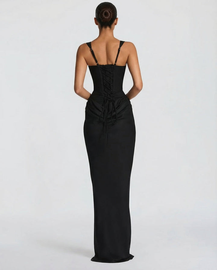 Corset-Bodice Draped Womens Maxi Dress, Formal Mermaid