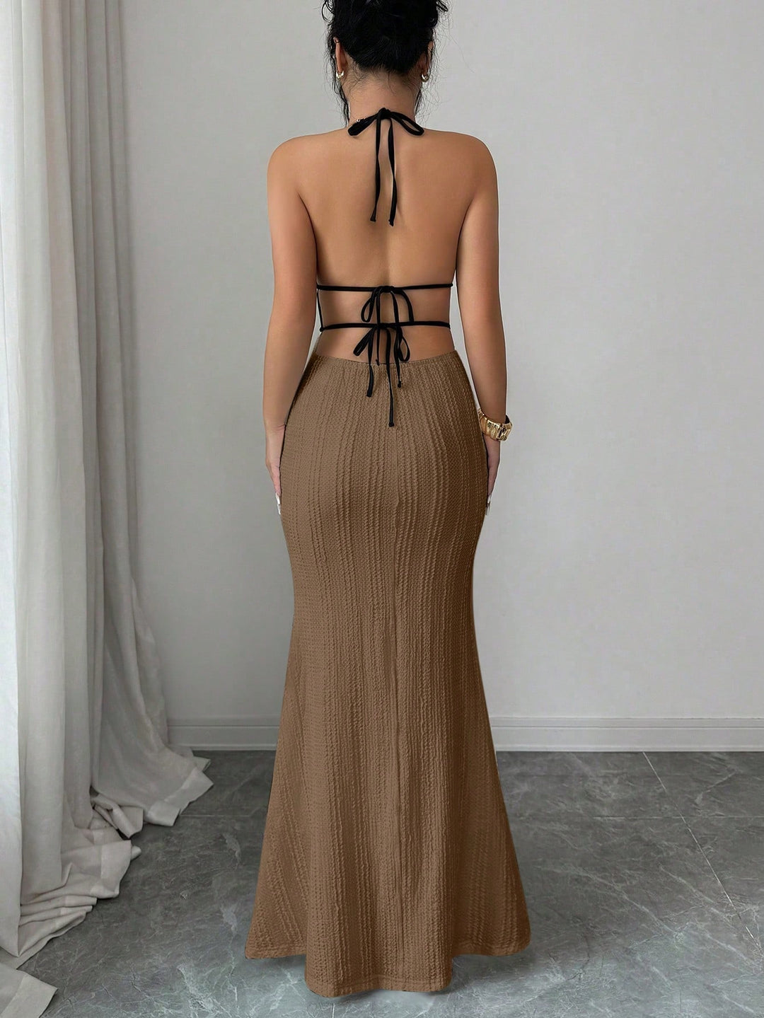 Textured Bodycon Womens Cami Maxi Dress, Date Night