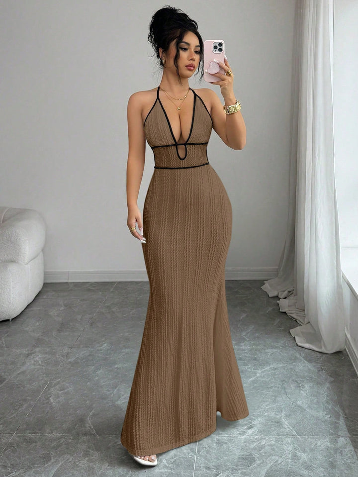 Textured Bodycon Womens Cami Maxi Dress, Date Night