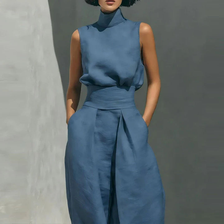 Linen Womens Two-Piece Set, Top &amp; Wide-Leg Pants, Relaxed