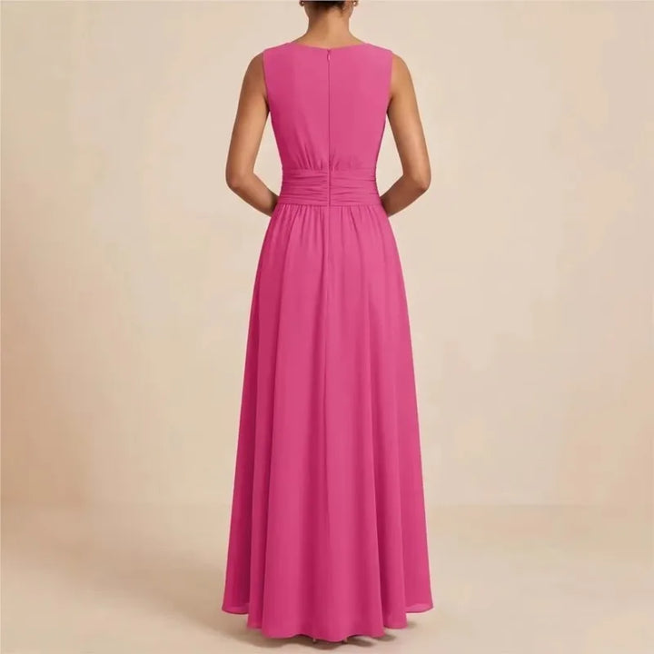 Pleated Sleeveless Flowy Womens Maxi Dress, Occasion