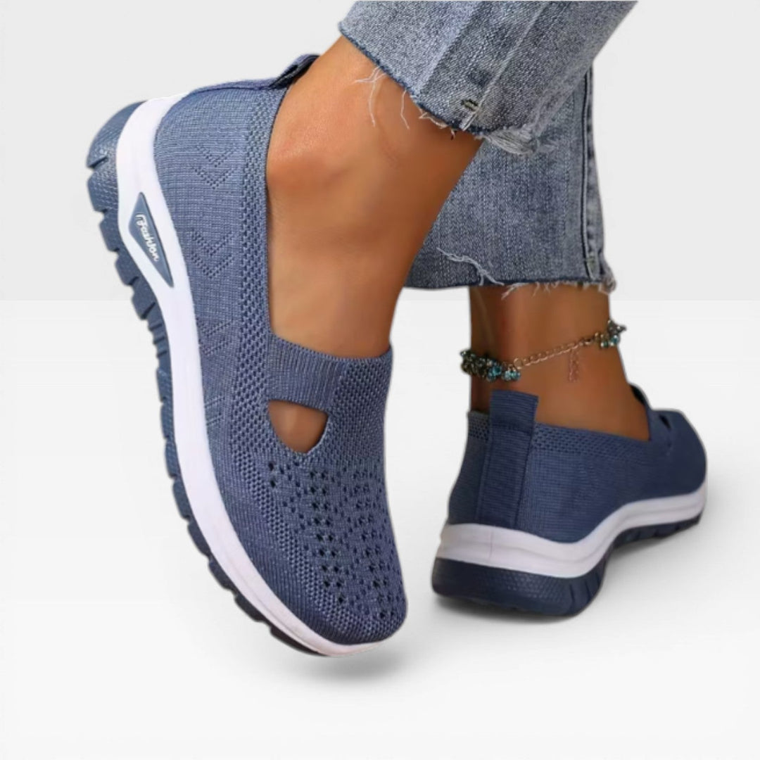 Knit Slip-On Womens Walking Sneakers, Shock-Absorbing