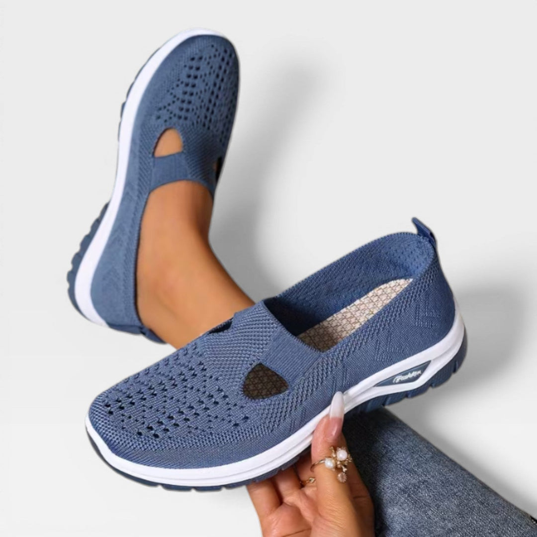 Knit Slip-On Womens Walking Sneakers, Shock-Absorbing