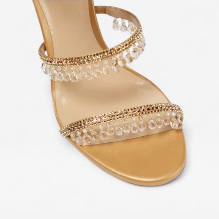 Crystal Strappy Womens Heeled Sandals, Party Occasion