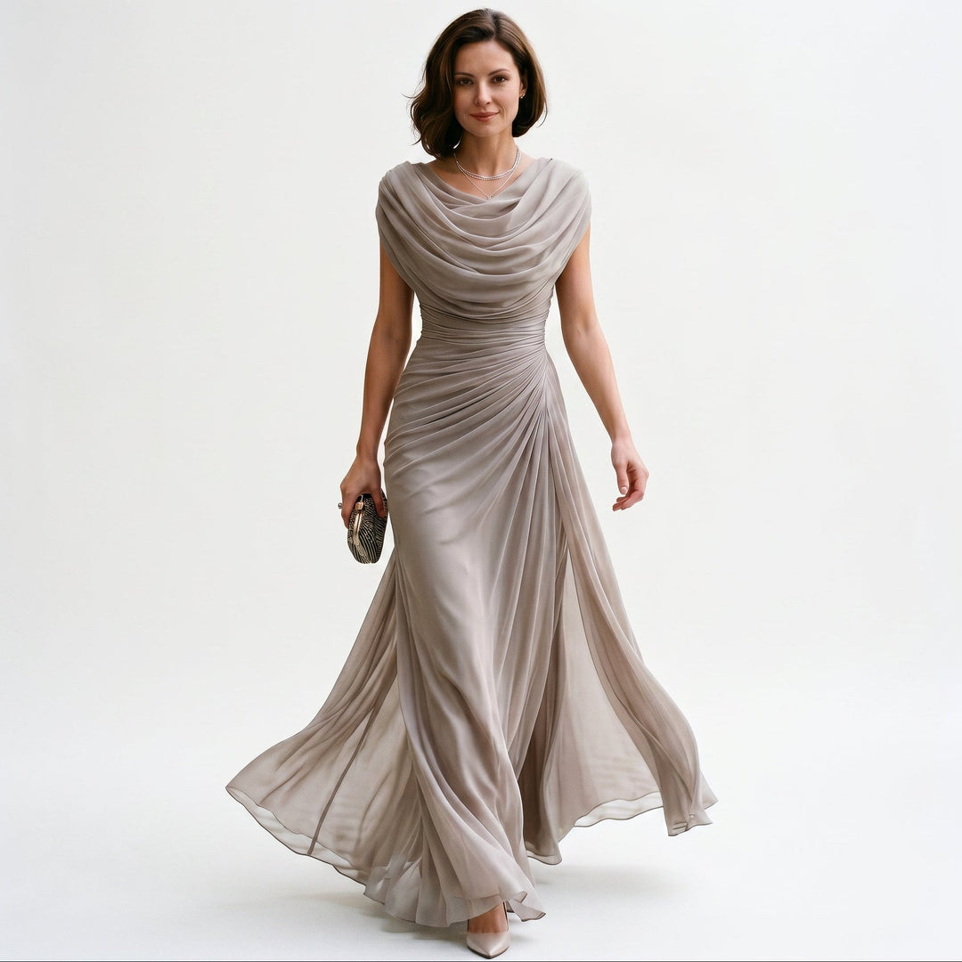 Cowl-Neck Ruched Draped Womens Maxi Dress, Evening