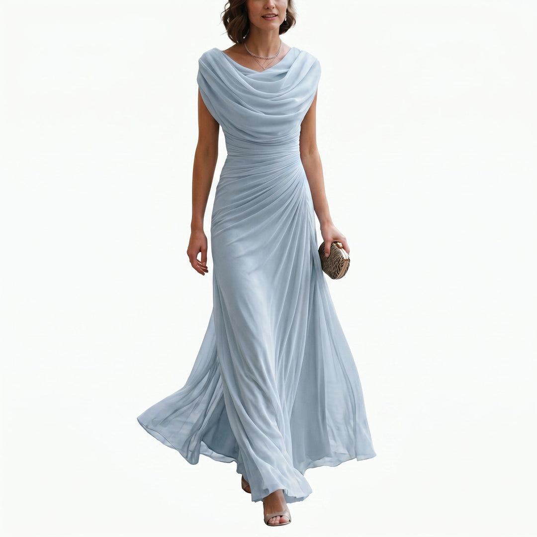 Cowl-Neck Ruched Draped Womens Maxi Dress, Evening