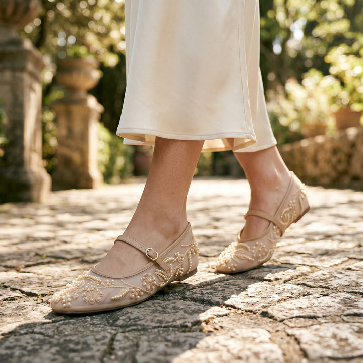 Mesh Womens Mary Jane Ballet Flats, Breathable Buckle