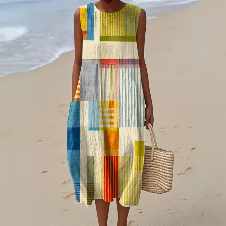 Geometric Print Relaxed Summer Womens Dress, Lightweight