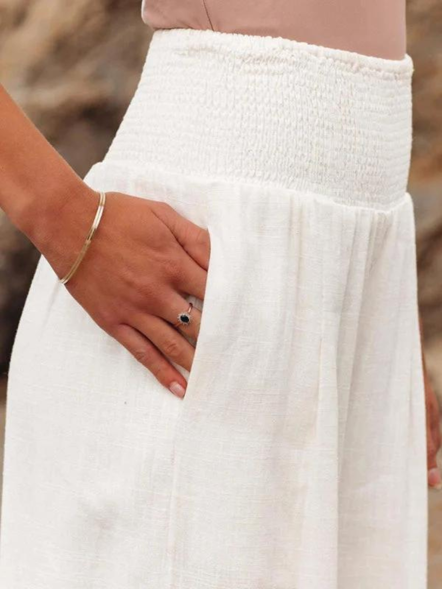 High-Waist Womens Wide-Leg Palazzo Pants in Linen