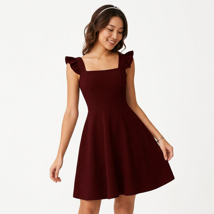Ruffle-Strap Fit &amp; Flare Womens Mini Dress, A-Line