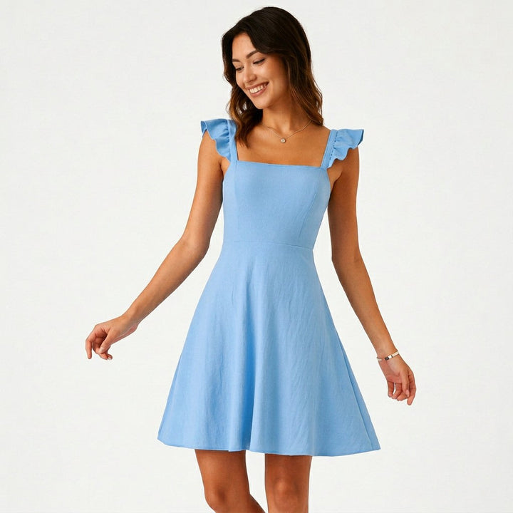 Ruffle-Strap Fit &amp; Flare Womens Mini Dress, A-Line