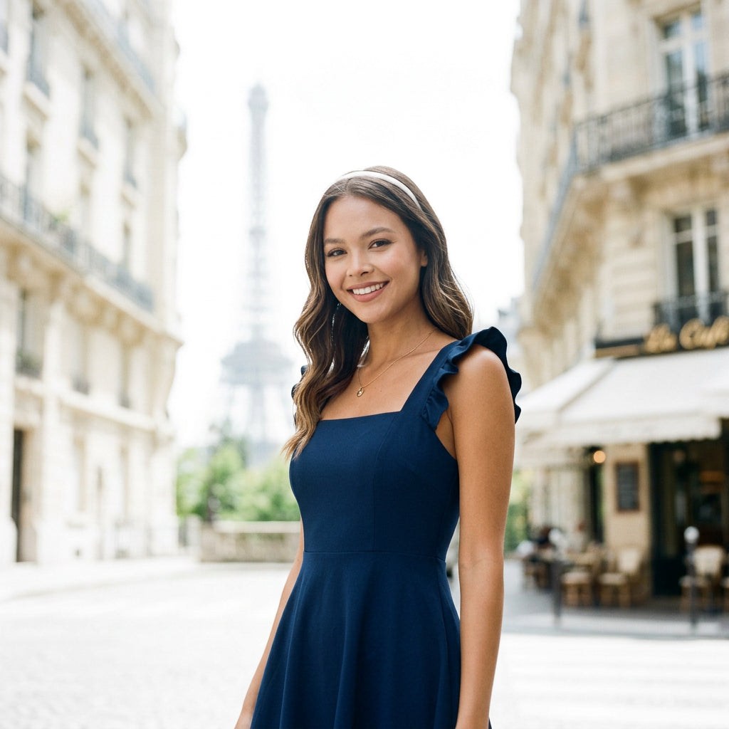 Ruffle-Strap Fit &amp; Flare Womens Mini Dress, A-Line