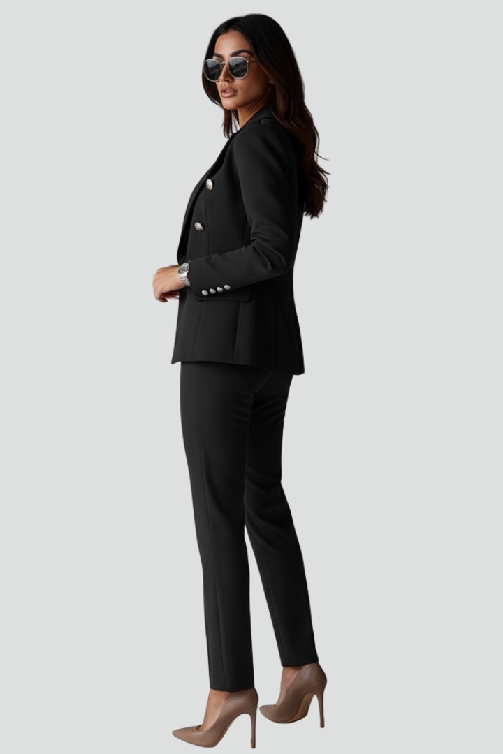 Double-Breasted Blazer Womens Straight-Leg Trouser Suit