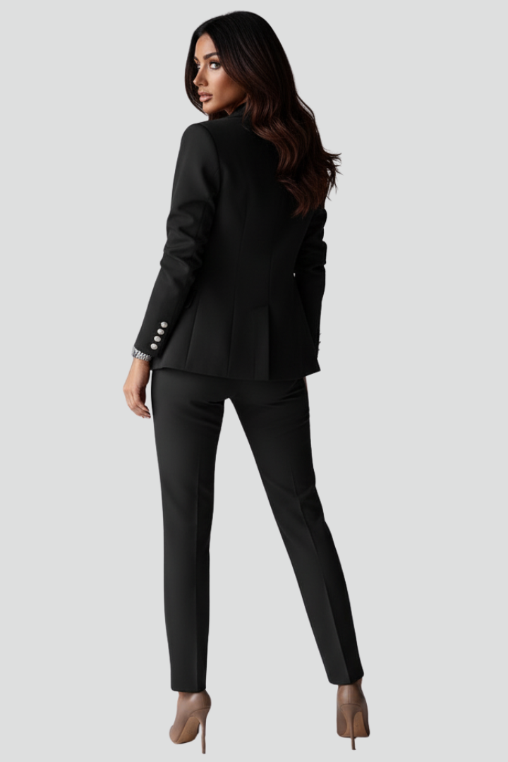 Double-Breasted Blazer Womens Straight-Leg Trouser Suit