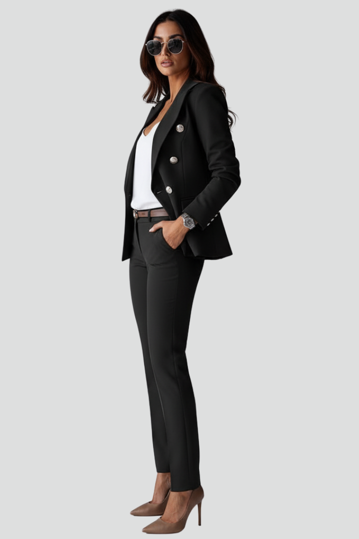 Double-Breasted Blazer Womens Straight-Leg Trouser Suit