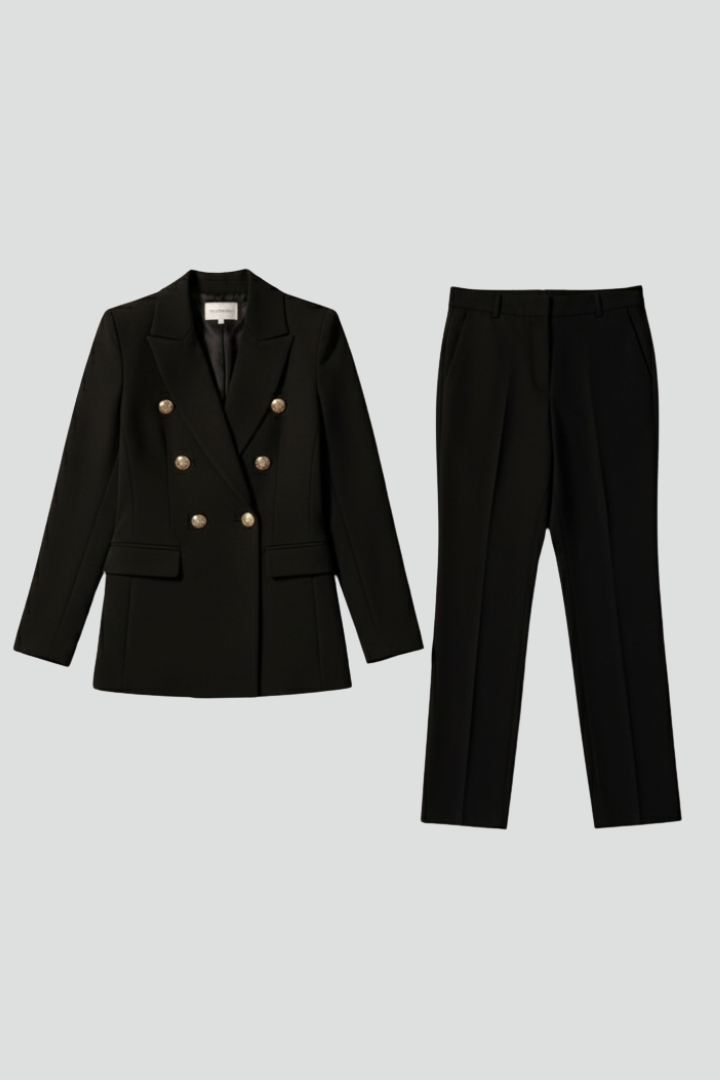 Double-Breasted Blazer Womens Straight-Leg Trouser Suit