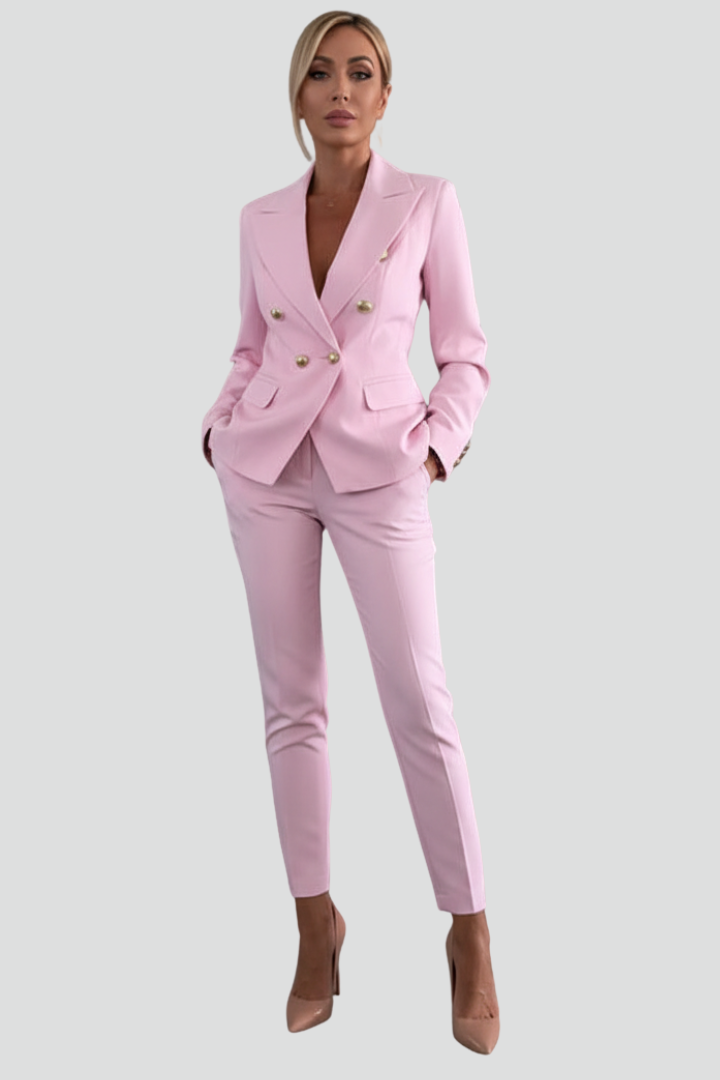 Double-Breasted Blazer Womens Straight-Leg Trouser Suit