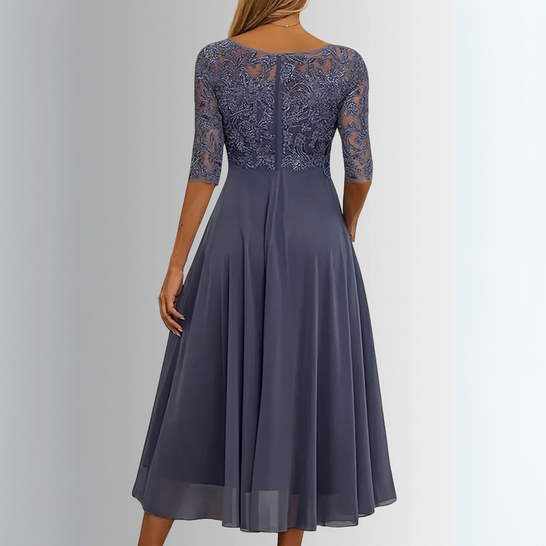 Lace A-Line Cocktail Womens Midi Dress, Special Occasion