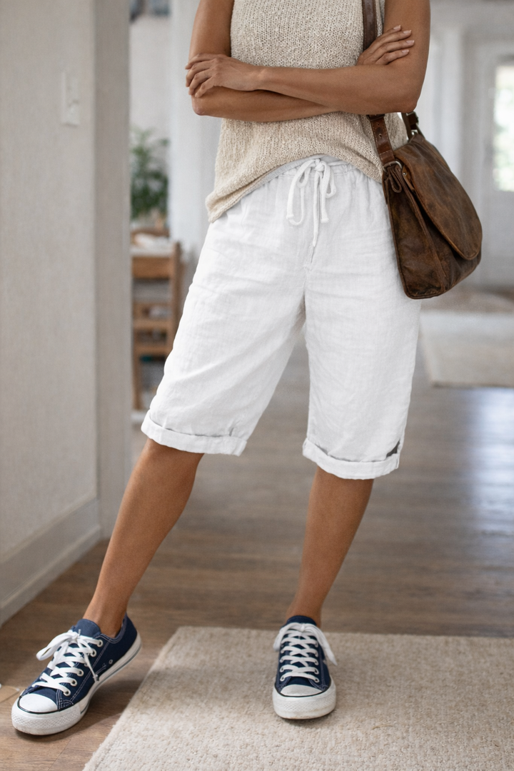 Knee-Length Drawstring Womens Bermuda Shorts, Relaxed
