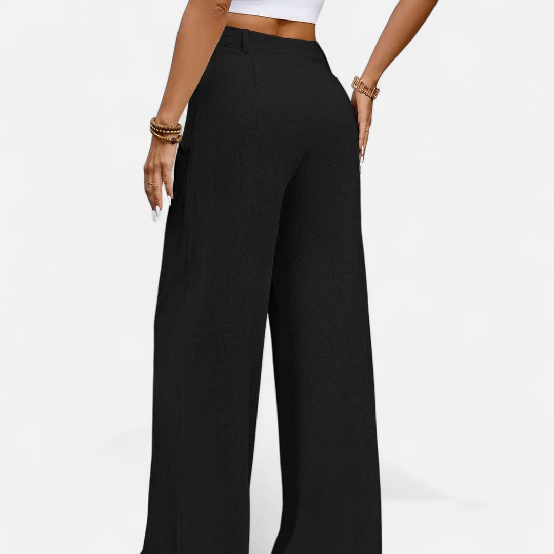 High-Rise Pleated Womens Wide-Leg Trousers, Tailored