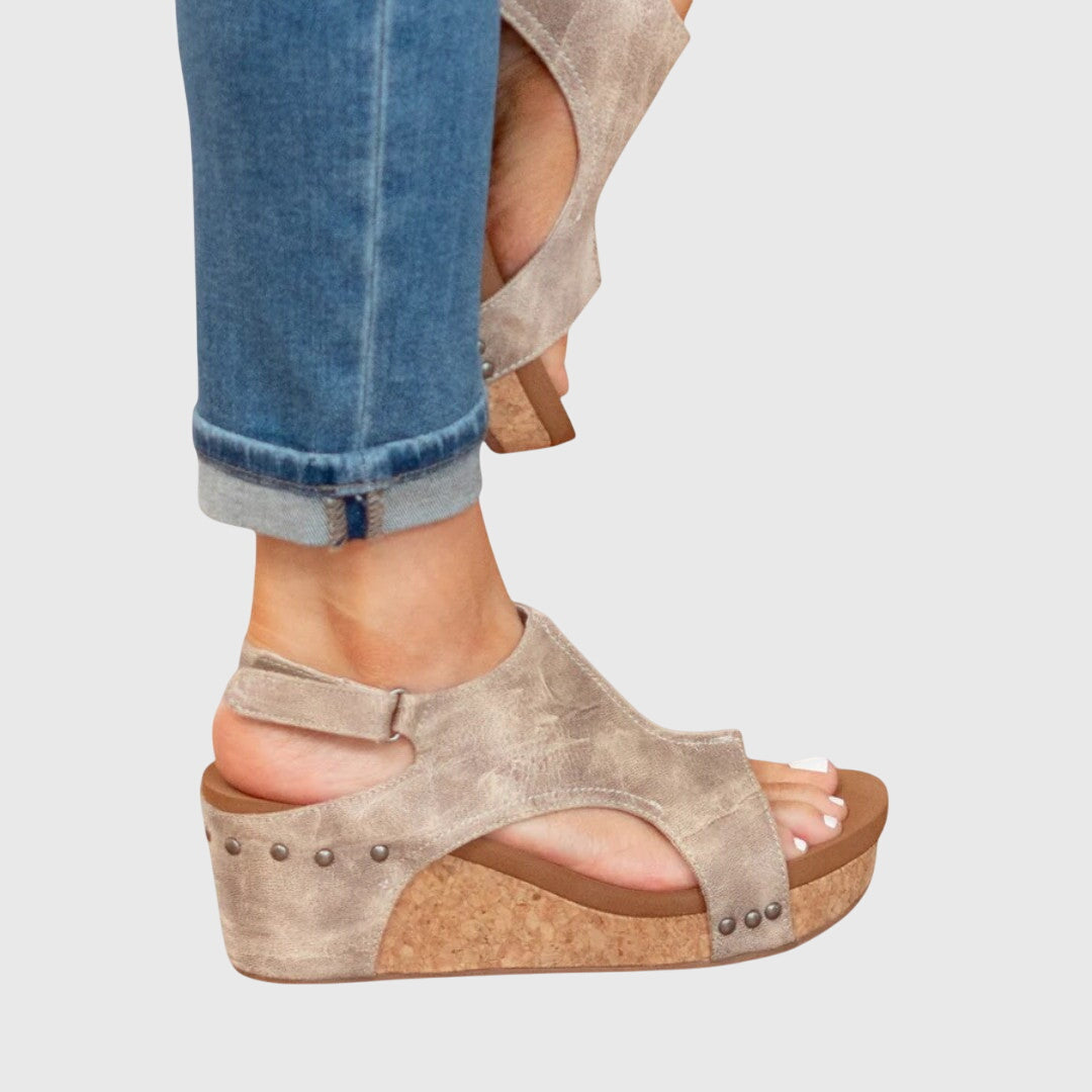Buckle-Strap Womens Flat Sandals, Cushioned Open-Toe