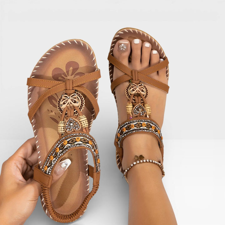 Boho Cushioned Womens Walking Sandals, Supportive Fit