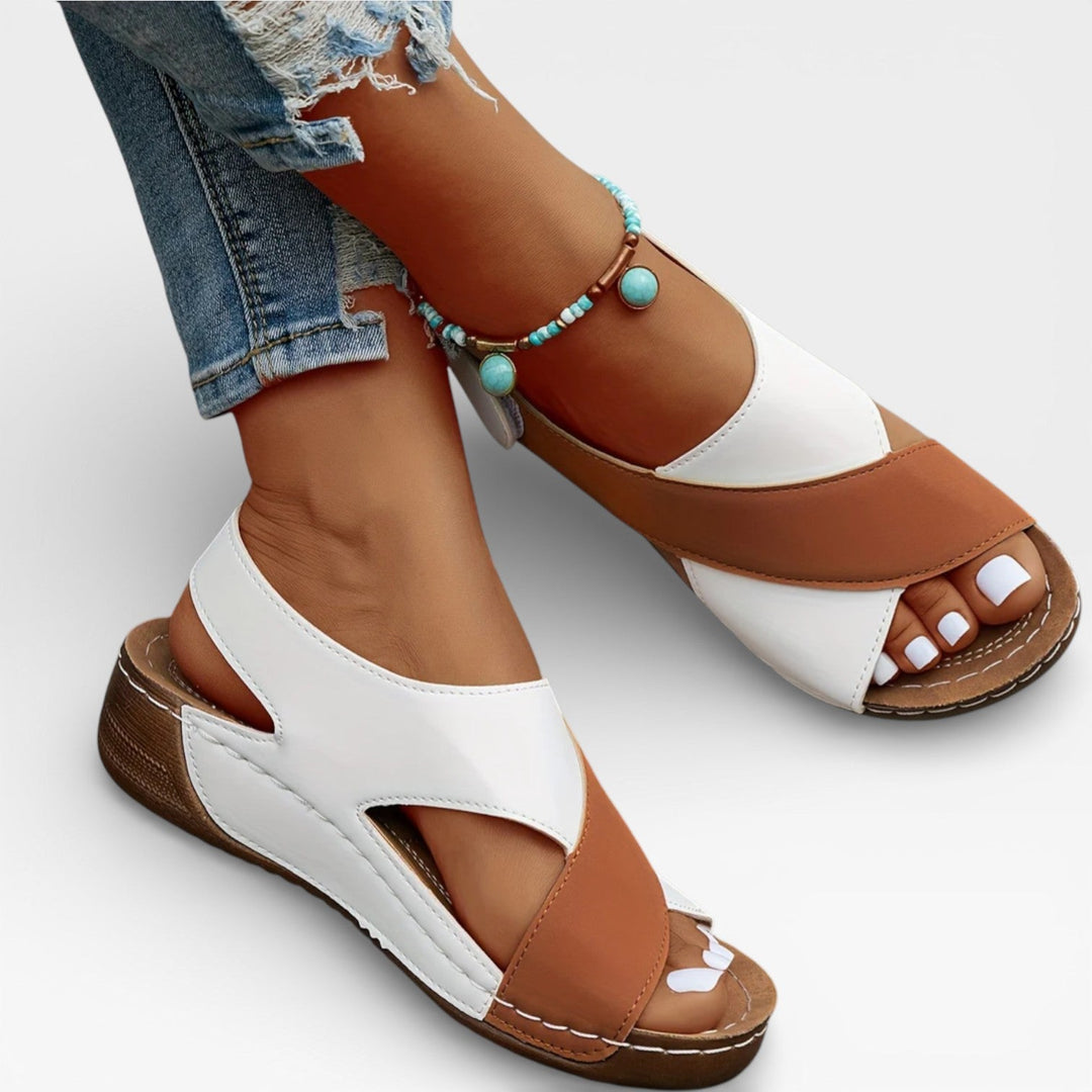Cushioned Open-Toe Womens Walking Sandals, Cross-Strap