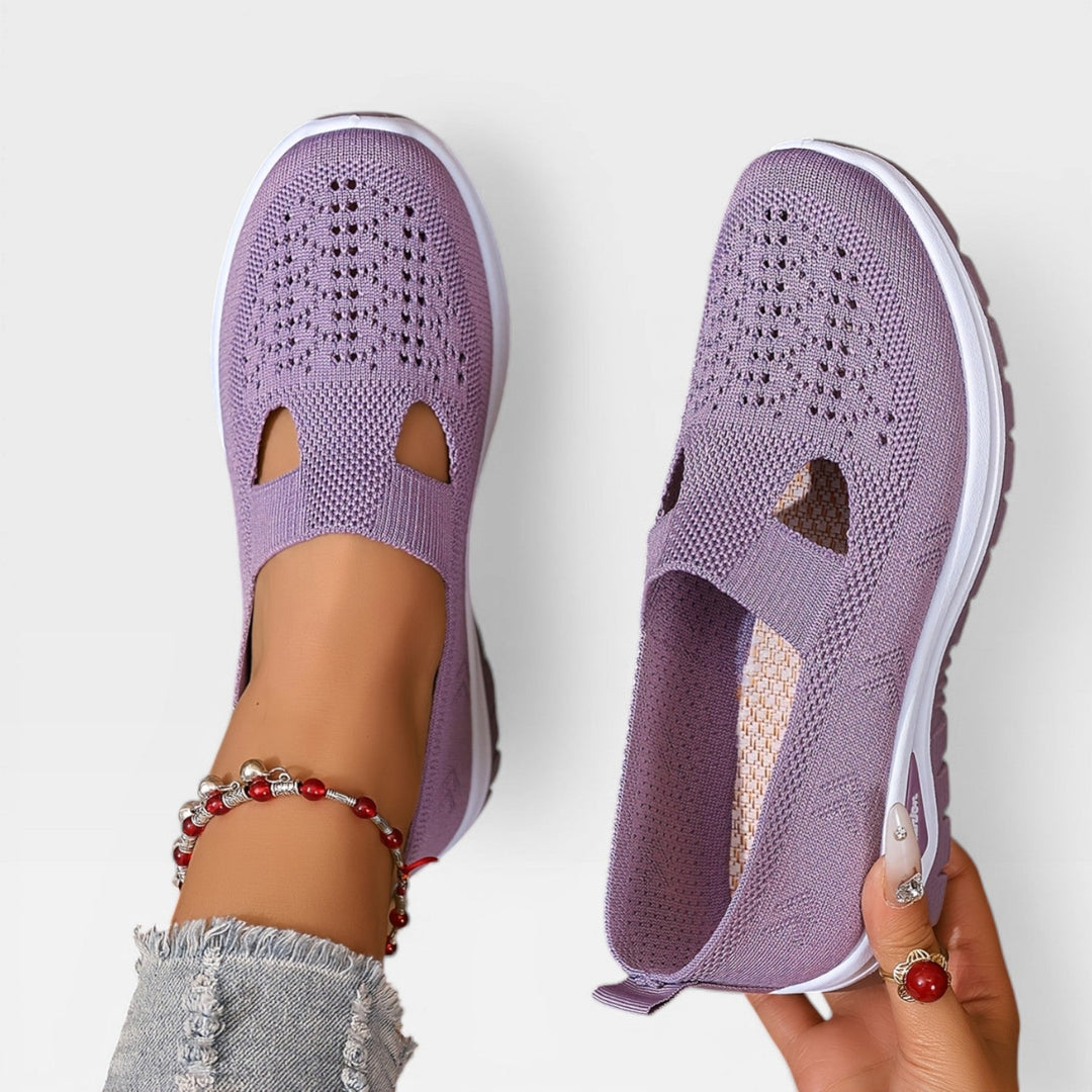 Knit Slip-On Womens Walking Sneakers, Shock-Absorbing