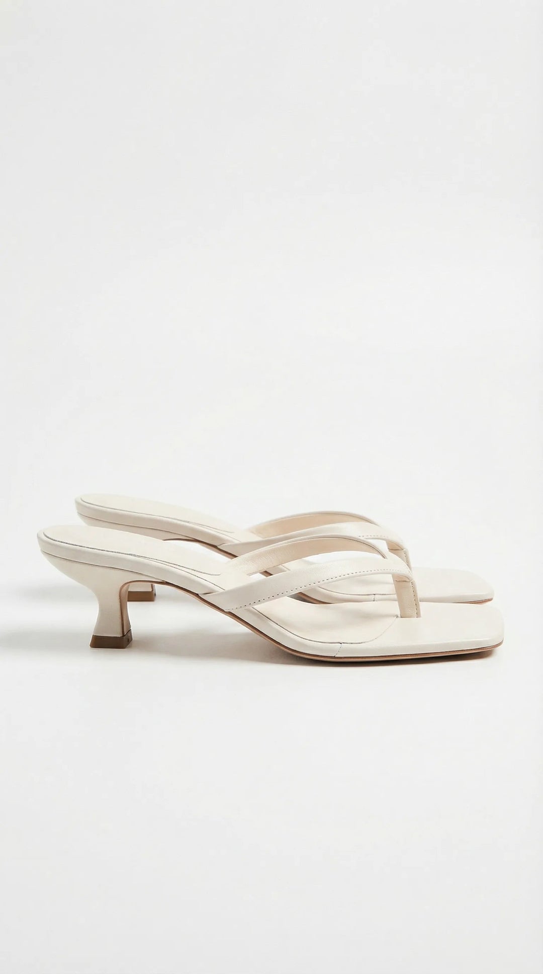 Kitten-Heel Thong Womens Mules, Square Toe Leather