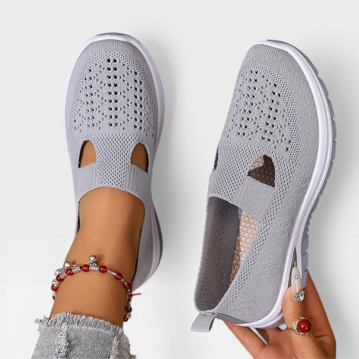Knit Slip-On Womens Walking Sneakers, Shock-Absorbing