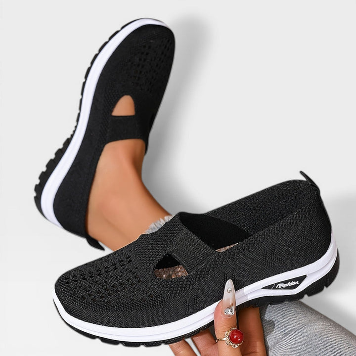 Knit Slip-On Womens Walking Sneakers, Shock-Absorbing