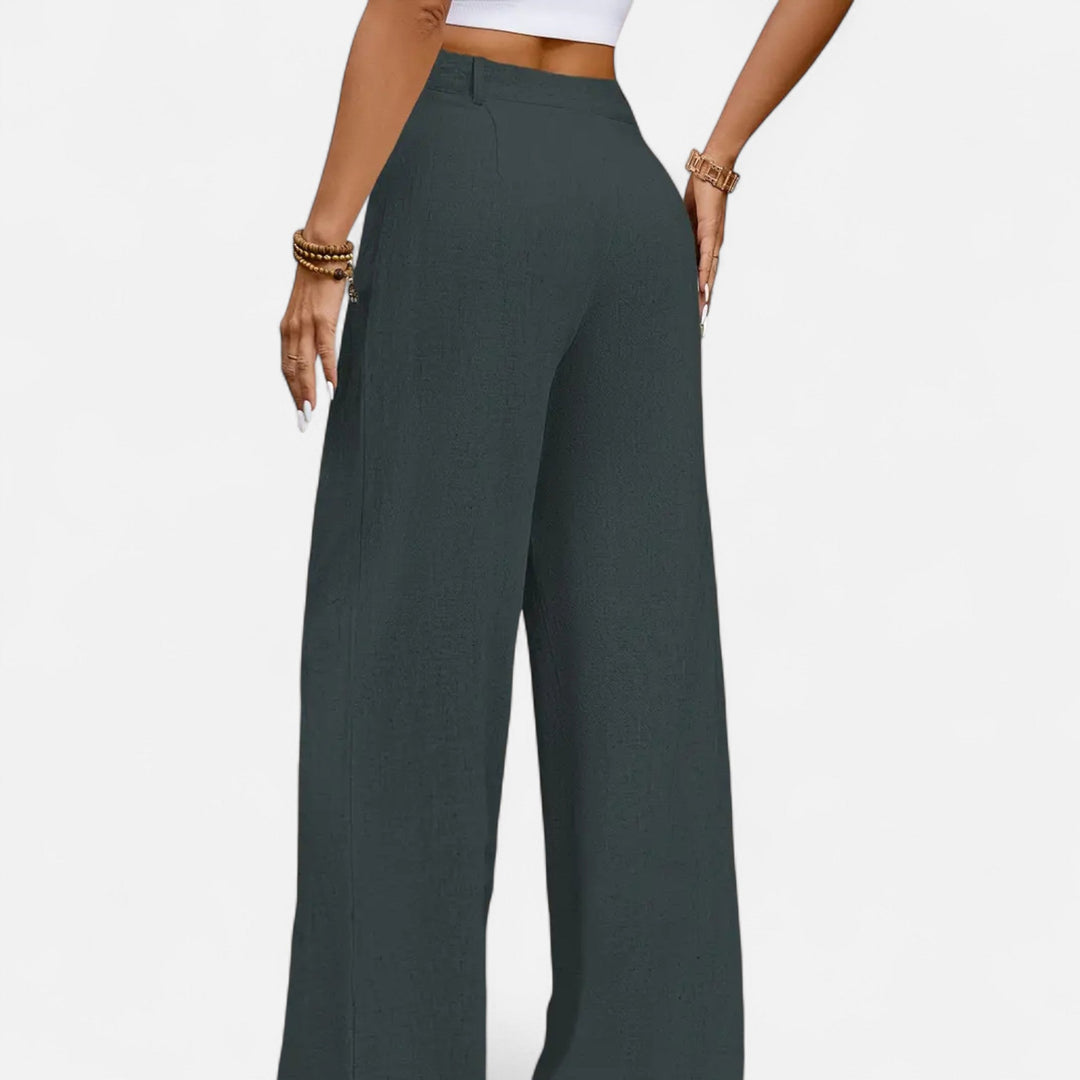 High-Rise Pleated Womens Wide-Leg Trousers, Tailored