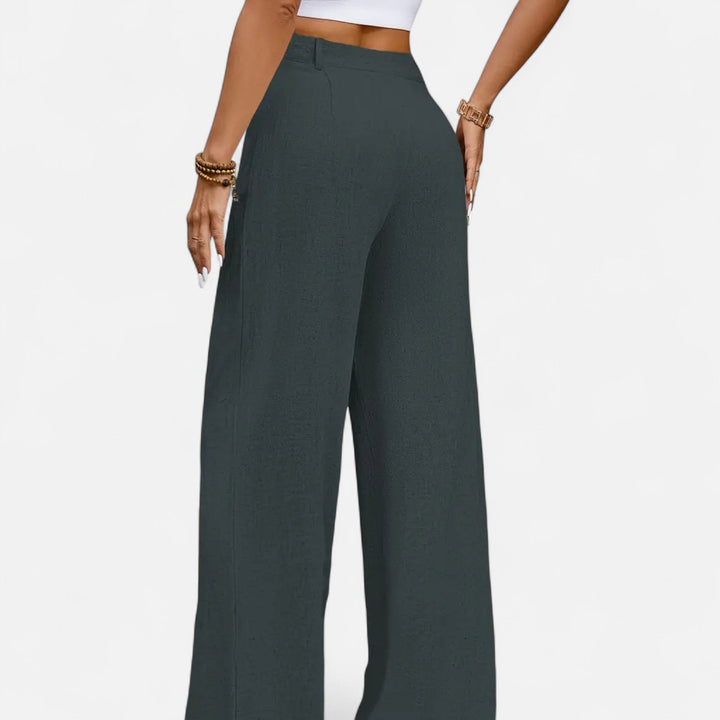 High-Rise Pleated Womens Wide-Leg Trousers, Tailored
