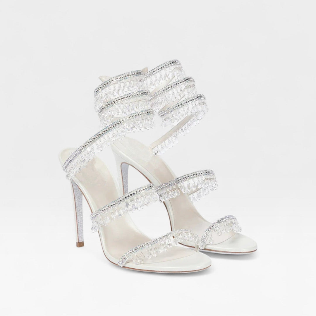 Crystal Strappy Womens Heeled Sandals, Party Occasion
