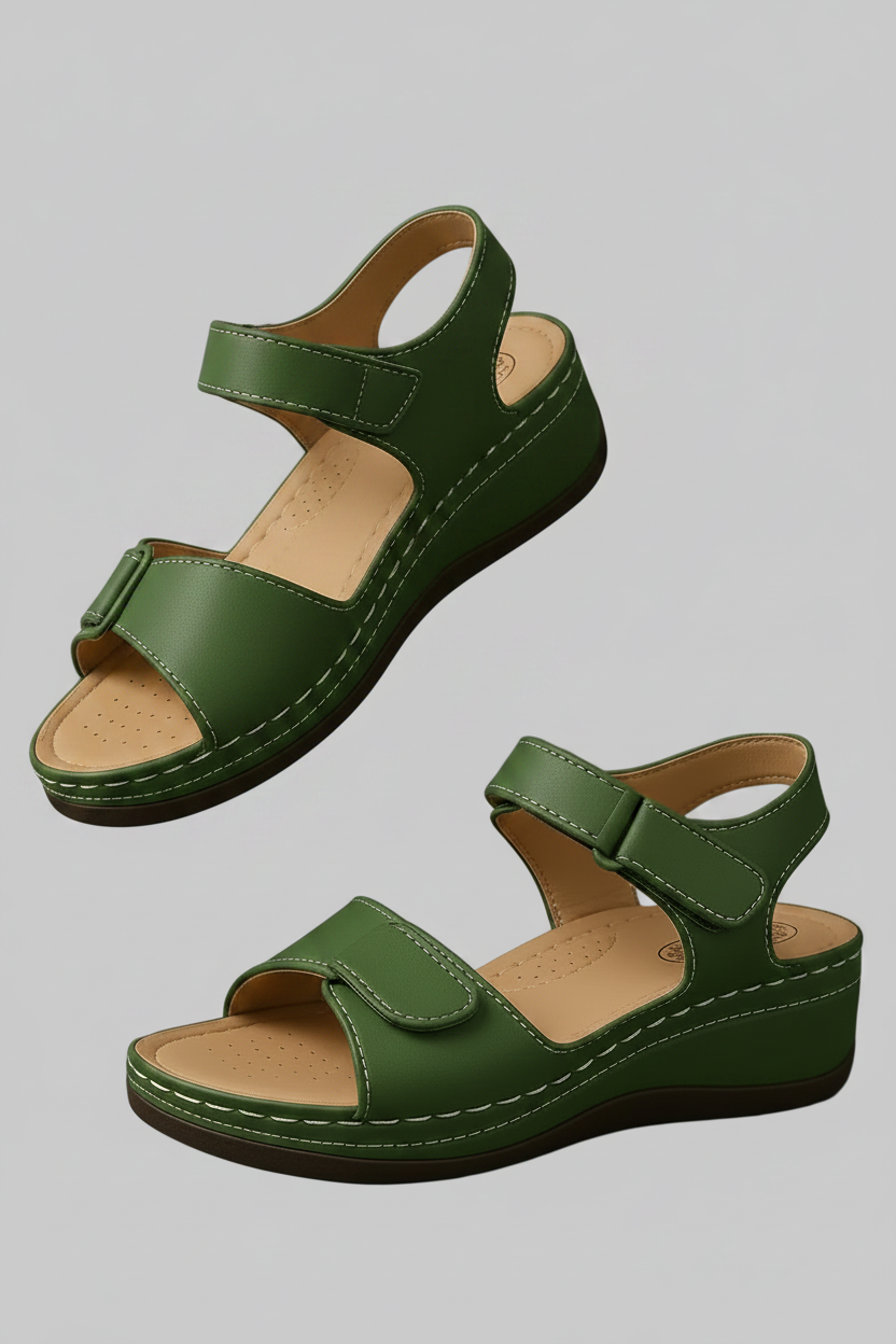 Strappy Wedge-Heel Womens Sandals, Cushioned Support